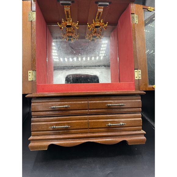 VTG Commodore Collection By Rosalco Wood and Etched Glass Jewelry Box Large - Picture 2 of 11